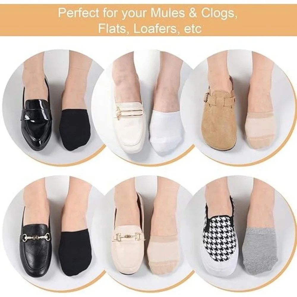 Set of 8 Murmorers Women's for Mules Half Socks Toe Topper Covers No Show In